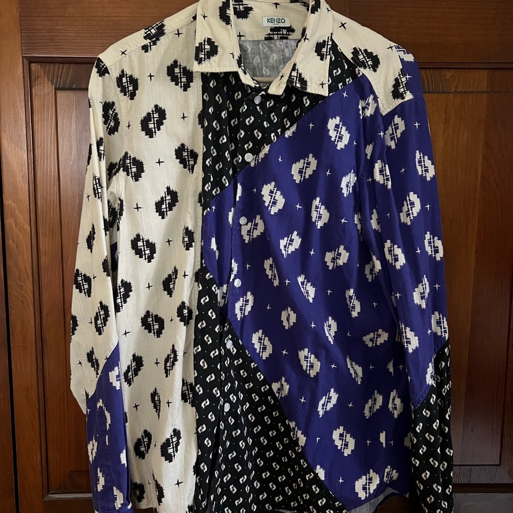 Kenzo Black and Blue Patterned Shirt